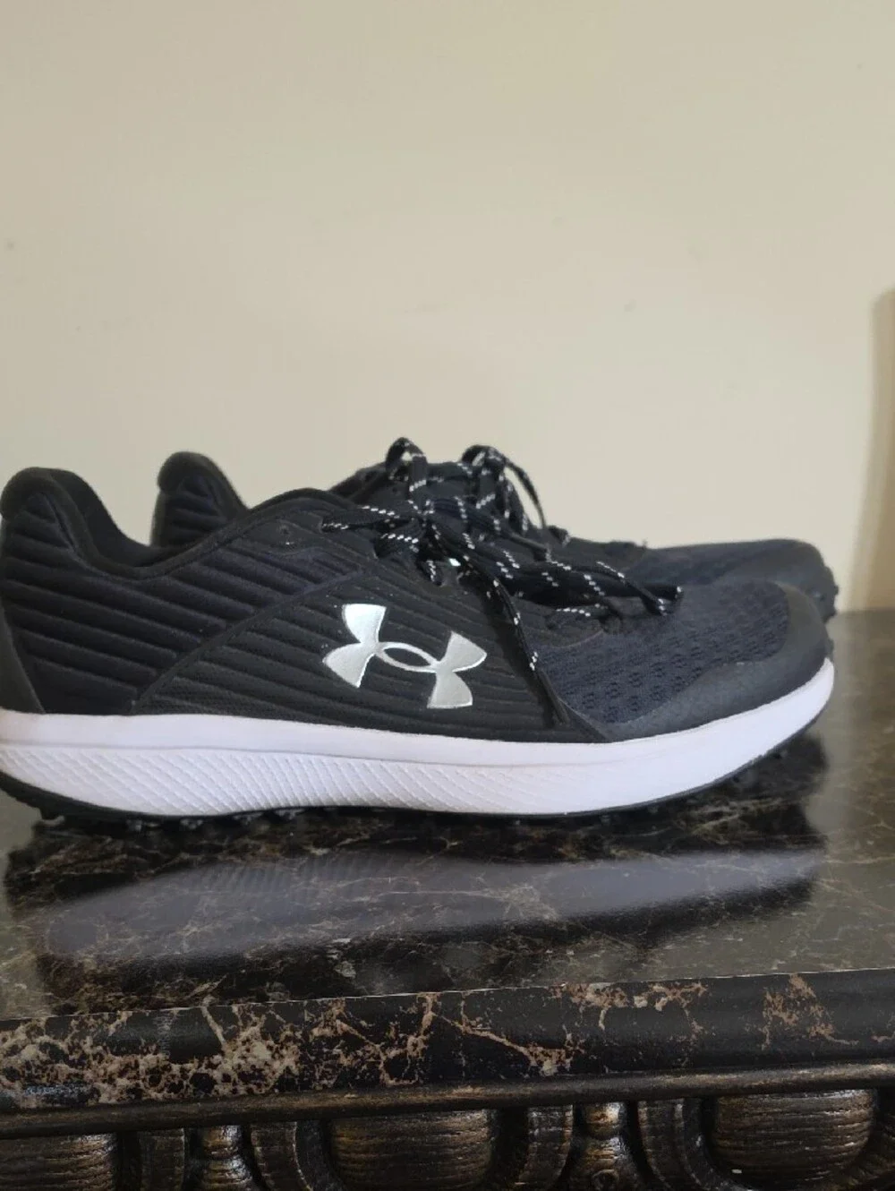 Under Armour Men’s Black Athletic Running Shoes with White Midsoles
